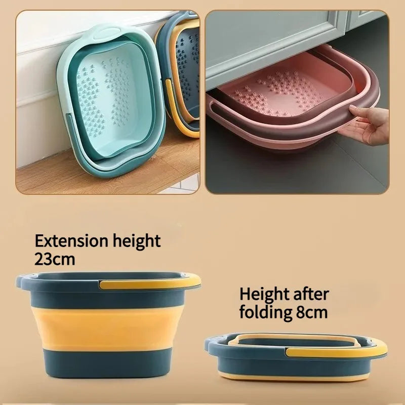 Portable Foot Soaking Tub 2026 - Deep Foldable Design for Home Massage, Knee & Foot Bath Bucket, Compact Plastic Basin
