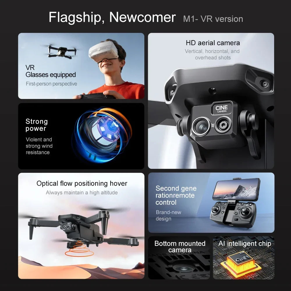 Lenovo M1 Portable Foldable Drone HD Camera Optical Flow Positioning VR Glasses Compatible RC Aerial Quadcopter