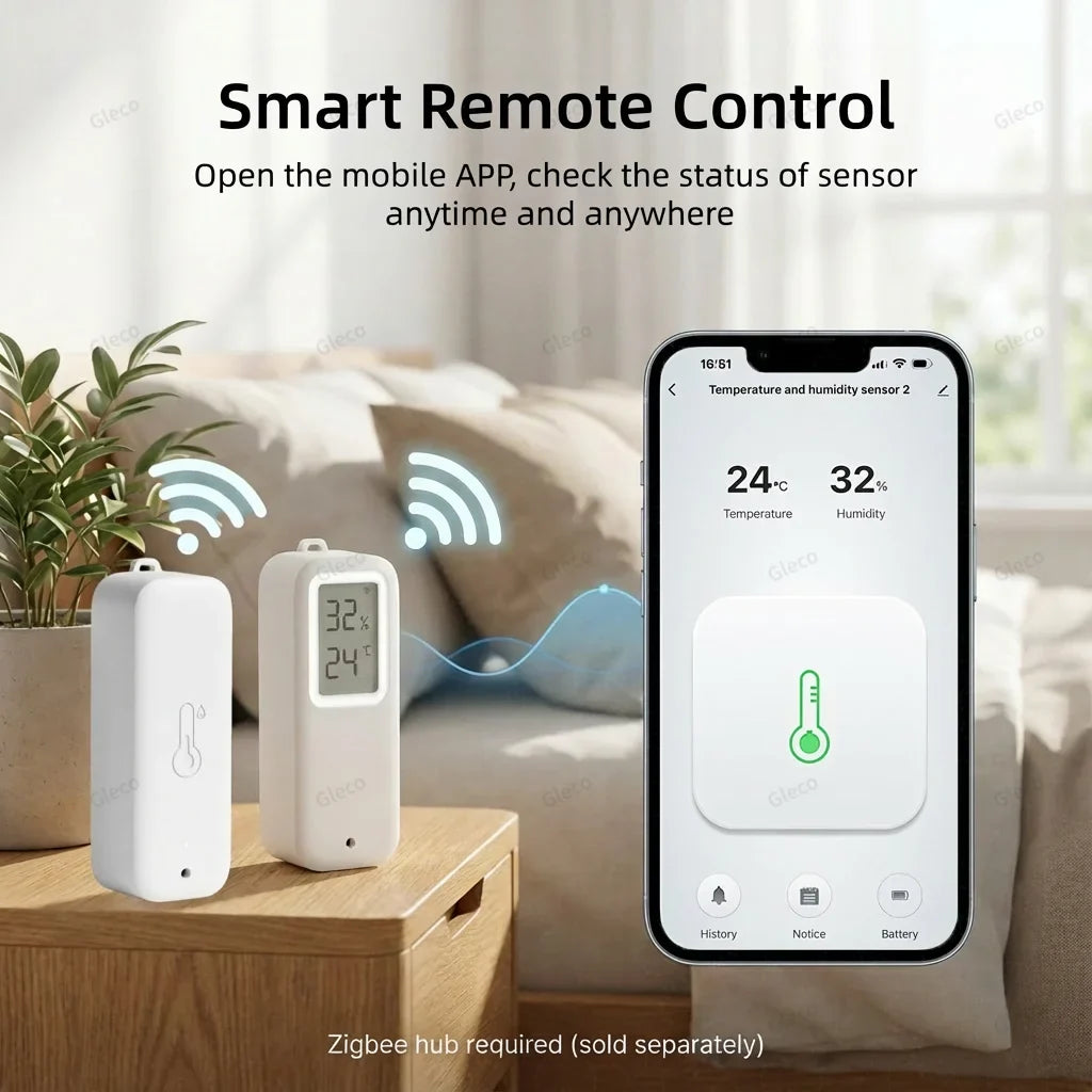 Zigbee Waterproof Temperature Humidity Sensor With Optional LCD Screen Smart Home Thermometer Hygrometer For Smart Life Tuya Z2M