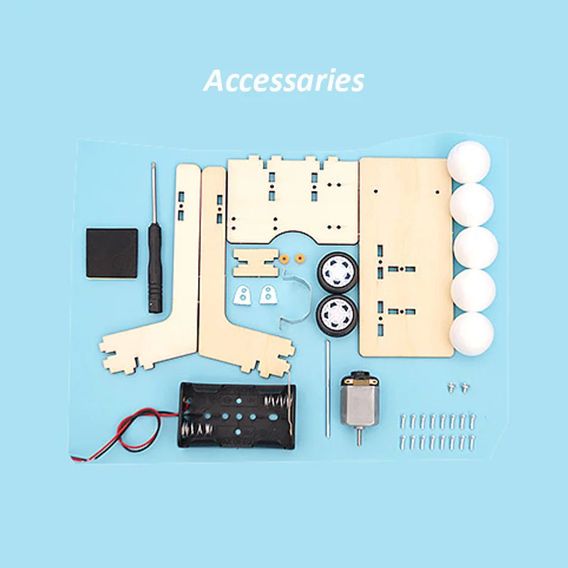 DIY Wooden Puzzle Pitching Machine STEM Toys Technologia Science Experimental Tool Kit Learning Education Games for Kids