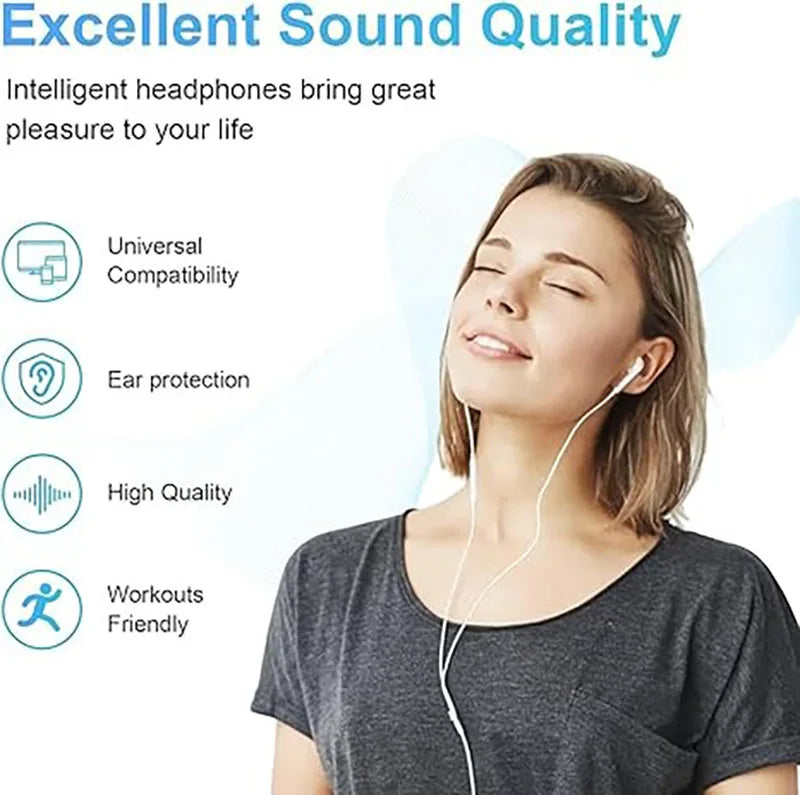 Original Wired Earphones Type C for iPhone 17 Pro Max 16 15 USB C Headphone Wire With Microphone Hifi Stereo Sprot Music Earbuds