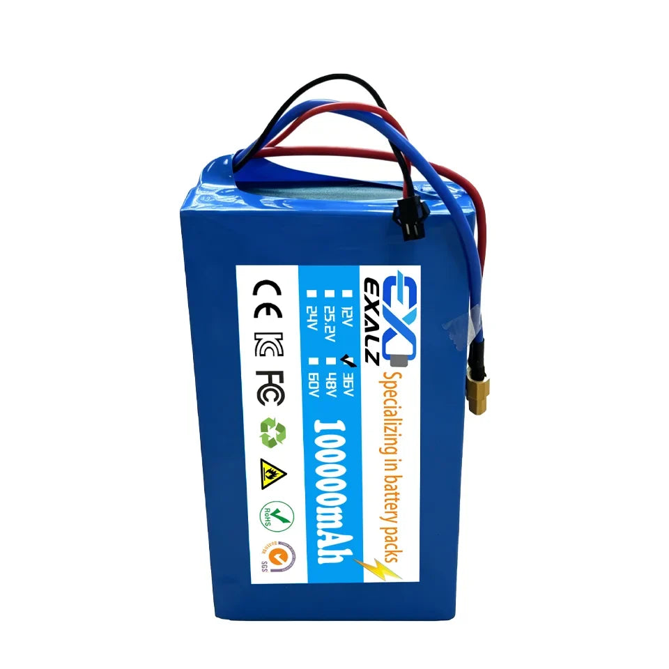 36V Hoverboard Scooter Battery 10S2P 100Ah 18650 Rechargeable Lithium Pack for Skateboard Ultra Thin BMS XT60 Plug