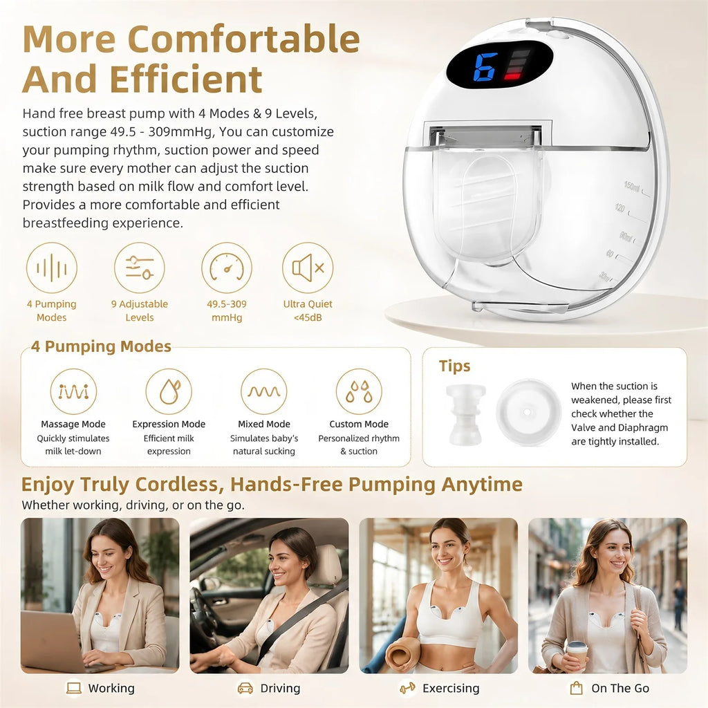 Electric Breast Pump Portable Smart Suction Breast Pump Milk Postpartum Fortable BreastPump Mother and Baby Supplies