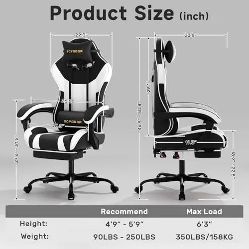 （Local US Inventory）Ergonomic Gaming Chair,A tile 3-in-1 Video Game Chair for Work, Study, and Gaming,Features an Adjustable Bac