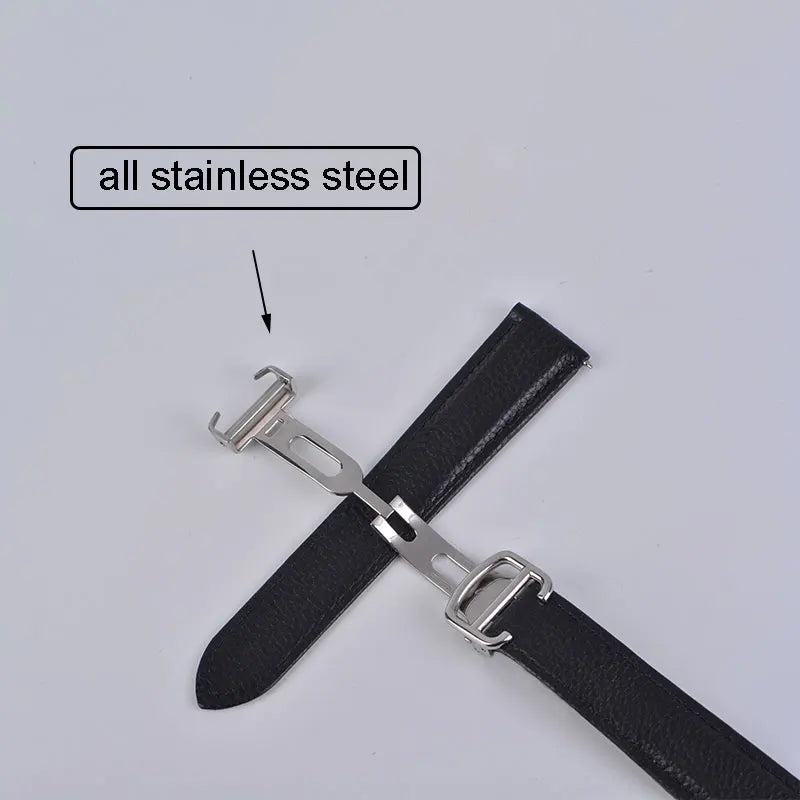 Watch strap soft cow leather for Cartie'r Tank/must/solo/santos watch band high-end quick release easy  install foldable buckle