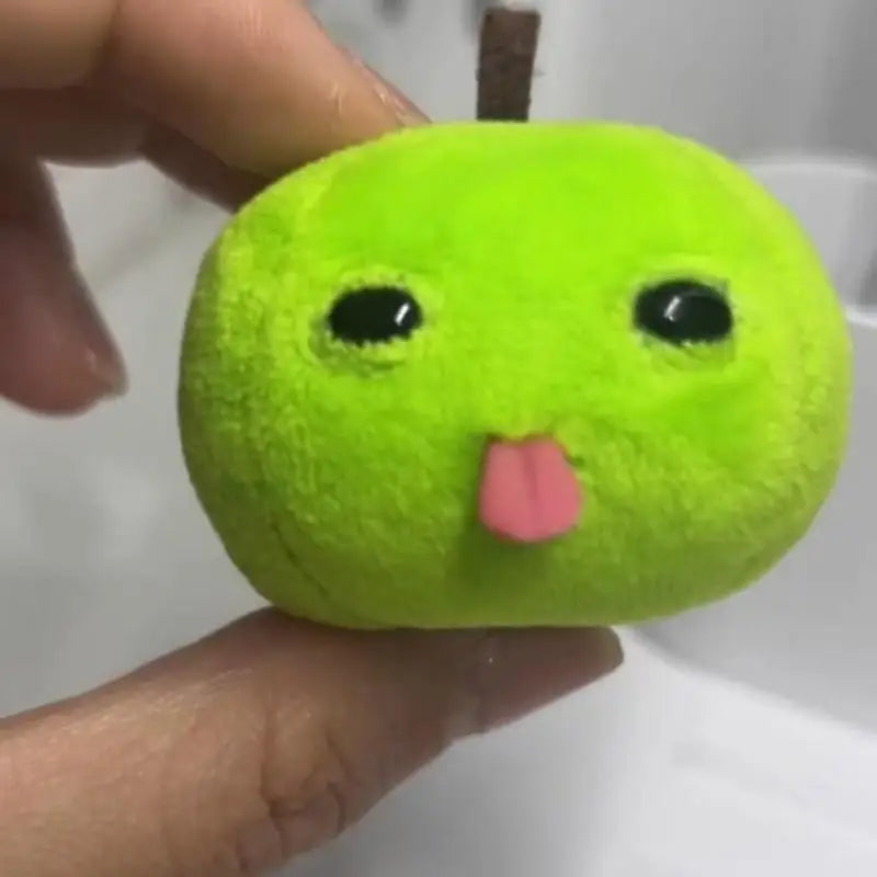 Abstract Tongue Out Apple Funny Plush Doll Keychain Backpack Pendant Creative Fruit Keyring Accessories Gift for Friends Couple
