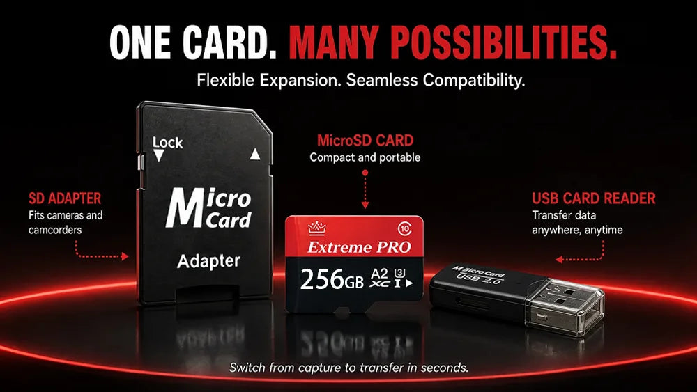 2026 Hot SD Memory Card 128GB 256GB U3 V30 High‑Speed Class 10 Micro TF SD Card Flash SD Card 4K Storage for Camera Laptop PC