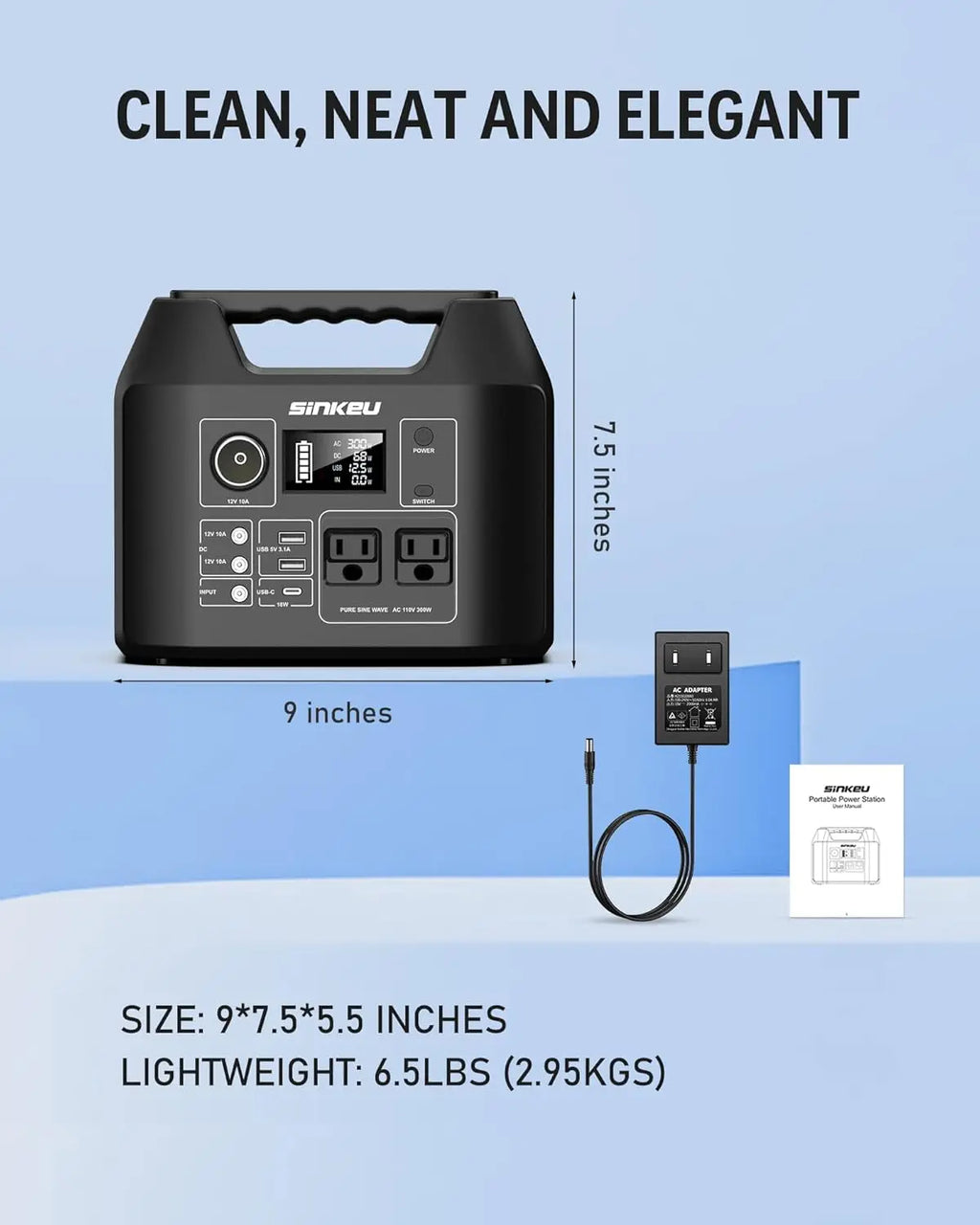 Portable Power Station 300W Solar Generator 256Wh 80000mAh Power Bank 110V AC/DC/USB/USB C LiFePO4 Battery Pack For Camping CPAP