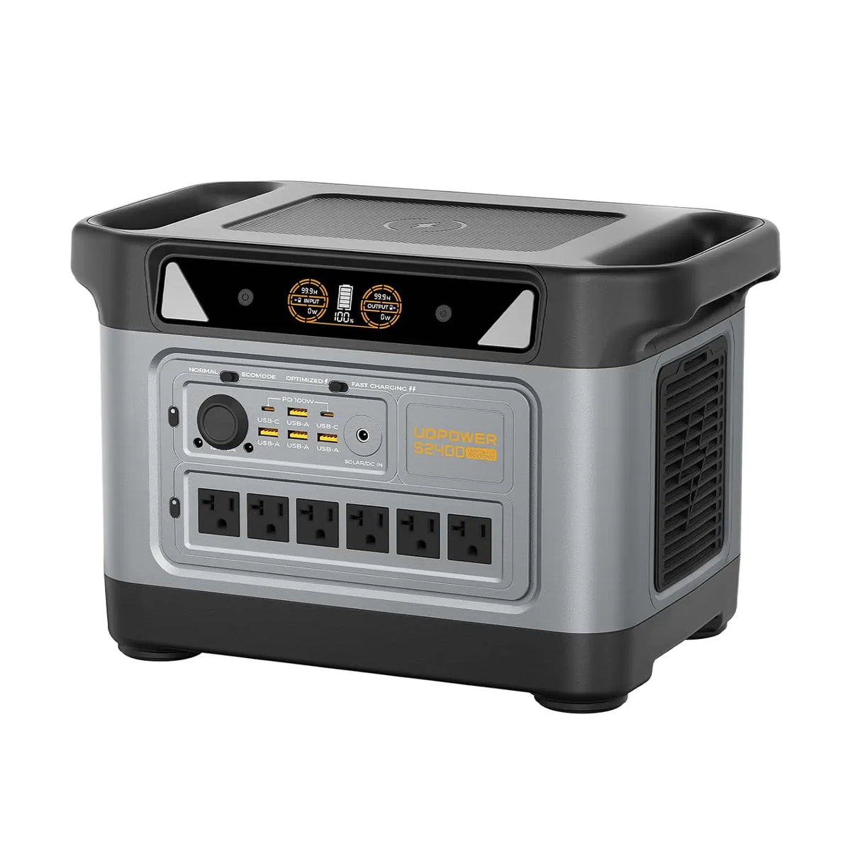 S2400 Portable Power Station(Solar Panel Option), 2083Wh LiFePO4, 2400W (Surge 3000W) UPS, 6 AC Outlets, Solar, Customized