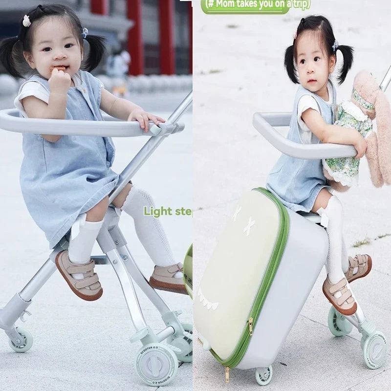Children's Luggage Case Can Ride and Walk the Baby's Suitcase The Baby Can Take the Suitcase. 20-Inch Folding Stroller Can