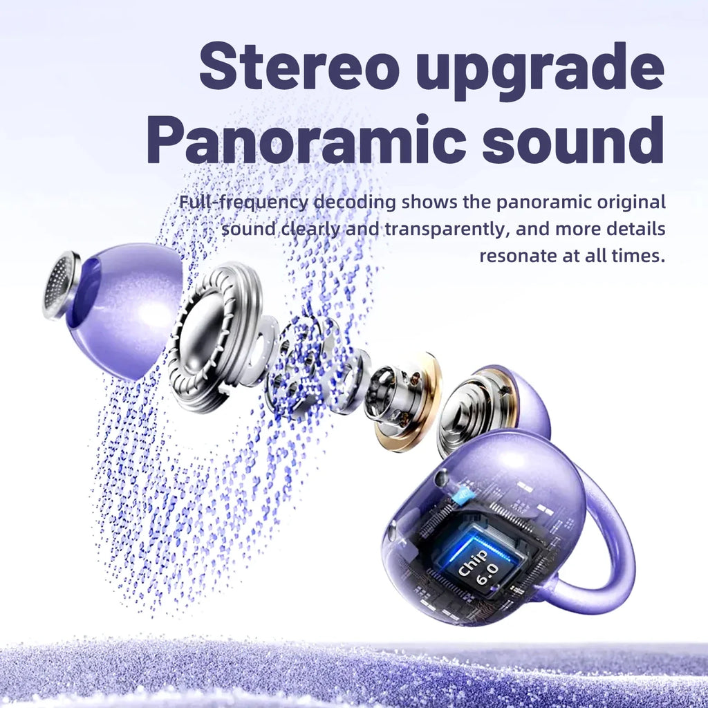 INSONIXN Open Ear Clip Headphones, Wireless Bluetooth 6.0 Headphones, Built-in Microphone And Ear Hook, Comfortable To Wear, High Fidelity Sound Quality Playback Time Of 36 Hours, Women's Decoration Headphones SK50 For Sports