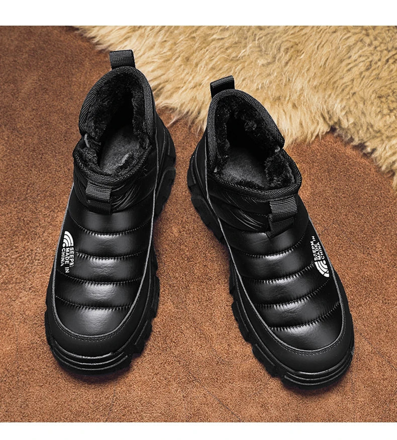 Men's Insulated Winter Snow Boots – Warm Cotton, Anti-Slip