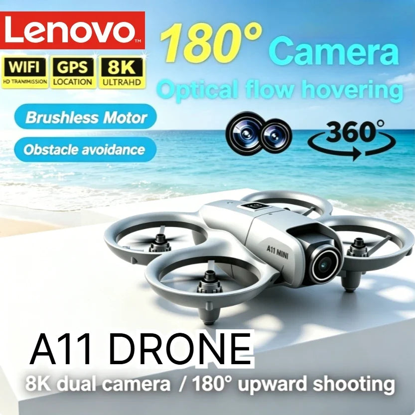 Lenovo A11 Mini GPS Foldable Drone 8K Camera Brushless 5G WIFI FPV Optical Flow 3000M Long Range Quadcopter Drone