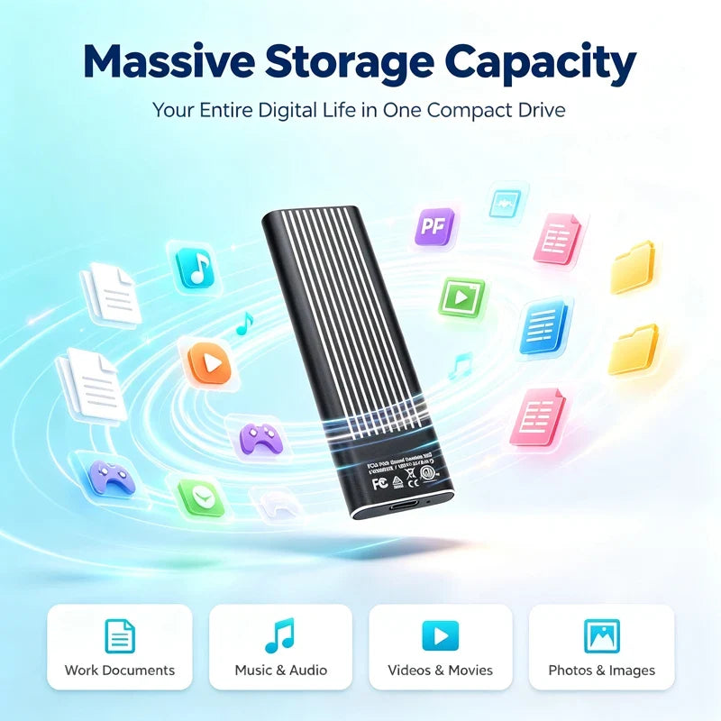 Mini Portable SSD 12TB High‑speed Authentic High‑performance for Desktop PC Mac Surveillance Monitoring Video File Data Storage