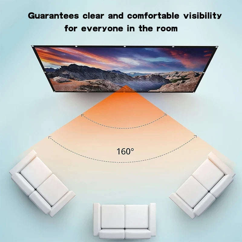 60-150 inch Corded version-high-definition foldable projection screen, suitable for outdoor camping, offices, and home theaters