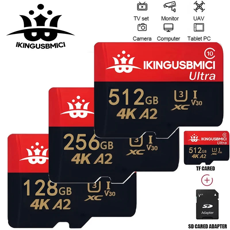 Micro SD Card Mini Memory Class 10 High Speed 256GB 4K Ultra- HD Video A2 TF Flash Card MicroSD for Xiaomi Camera Phone Drone