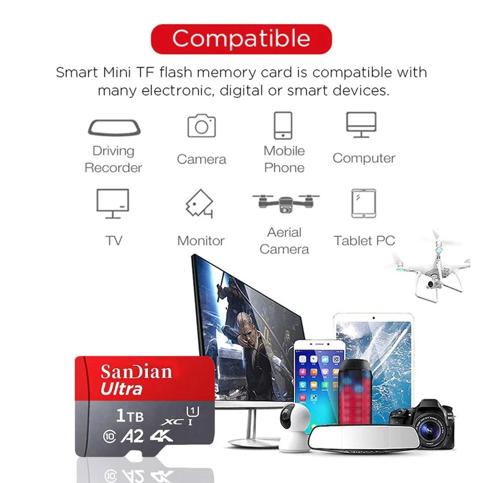 512GB 256GB 128GB 64GB 32GB  SD Card Memory Card Micro TF SD High Speed U3 V30 A2 Mirrorless Camera 8K Video Recording