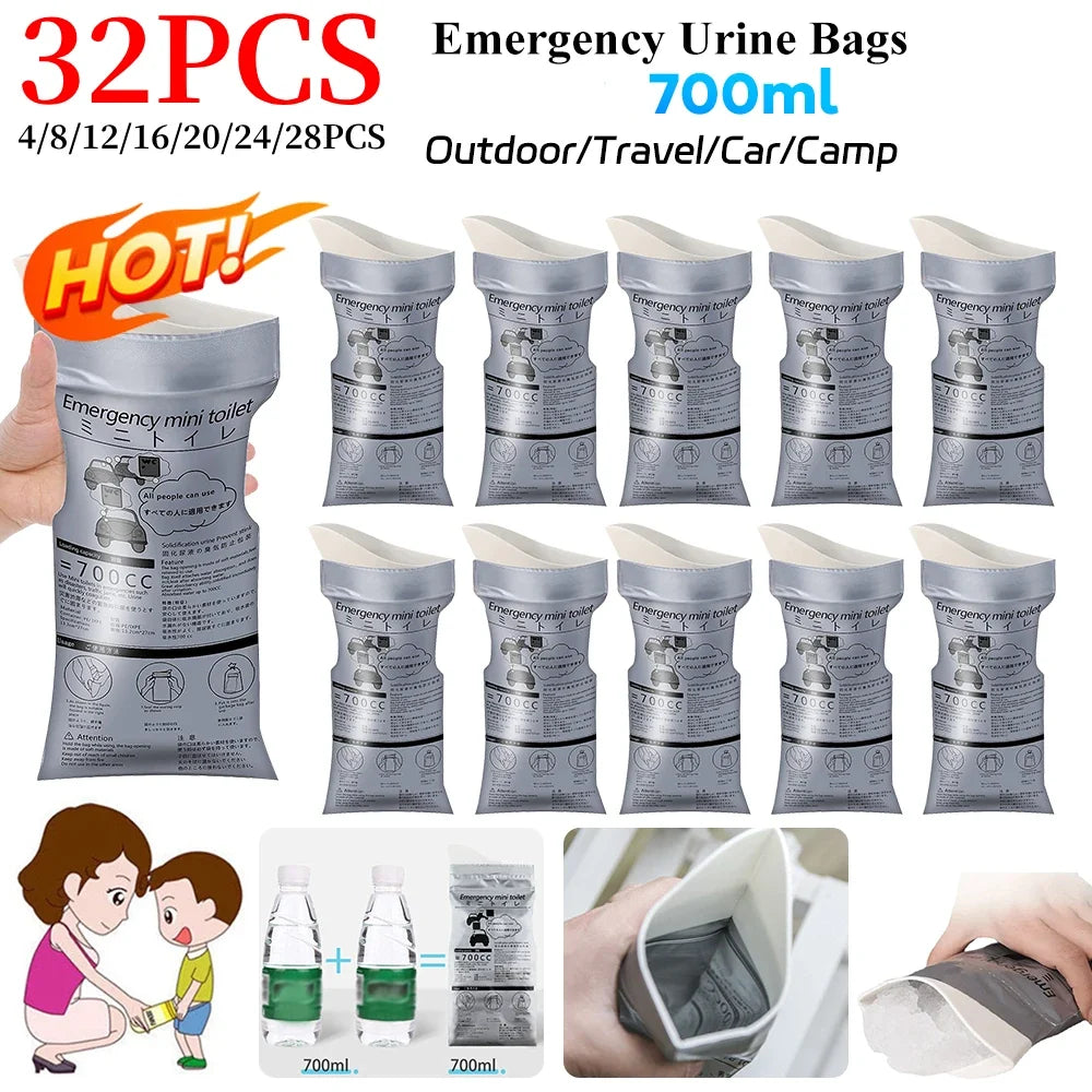 4-32PCS Outdoor Emergency Urine Bags 600ml Disposable Travel Mobile Toilet Portable Urinal Bag for Female Baby Male Vomiting Bag