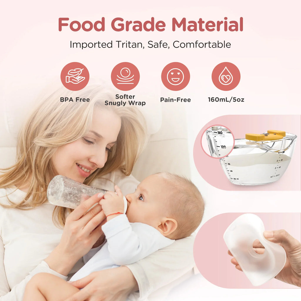 Wearable Breast Pump, Hands-Free, with Longer Battery Life & LED Display, Leakproof Design, Portable Electric Breast Pump with 3 Modes & 12 Levels & Low Noise, Portable Breastfeeding Device with Carrying Case.