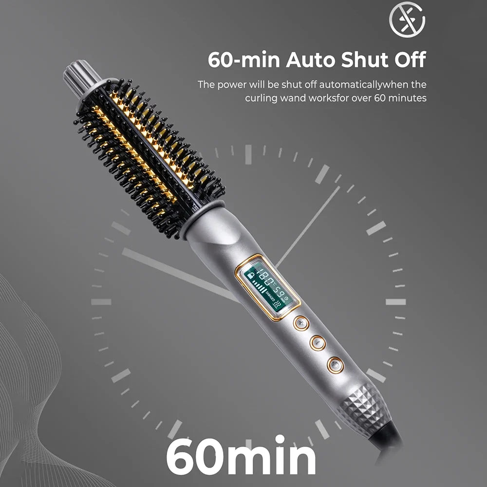 32mm Curling Iron Brush Ceramic Ionic Hair Curler Straightener Anti-Scald Volumizing Hair Iron Heated Brush Electric Hot Comb