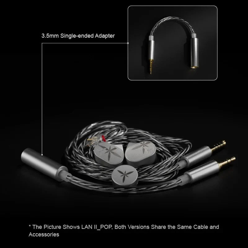 MOONDROP LAN II Earphone 4.4mm 3.5mm Plug 0.78mm Interchangeable Cable Lan II REF Lan II POP In-ear Wired Headphones