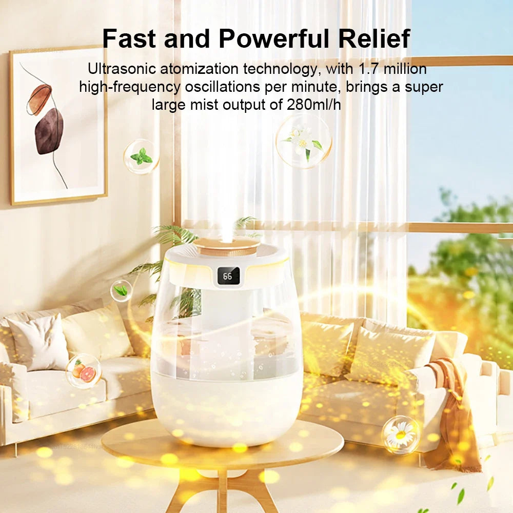 Air Humidifier Professional Large Capacity Double Spray Port Cool Mist Maker for Home Room Office Mute Desktop Air Humidifier