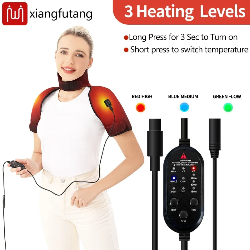 Shoulder Neck Heating Massage Shawl Cervical Wrap 3 Temperature Levels Thermal Compress Electric Heating Pad Winter Body Warmer