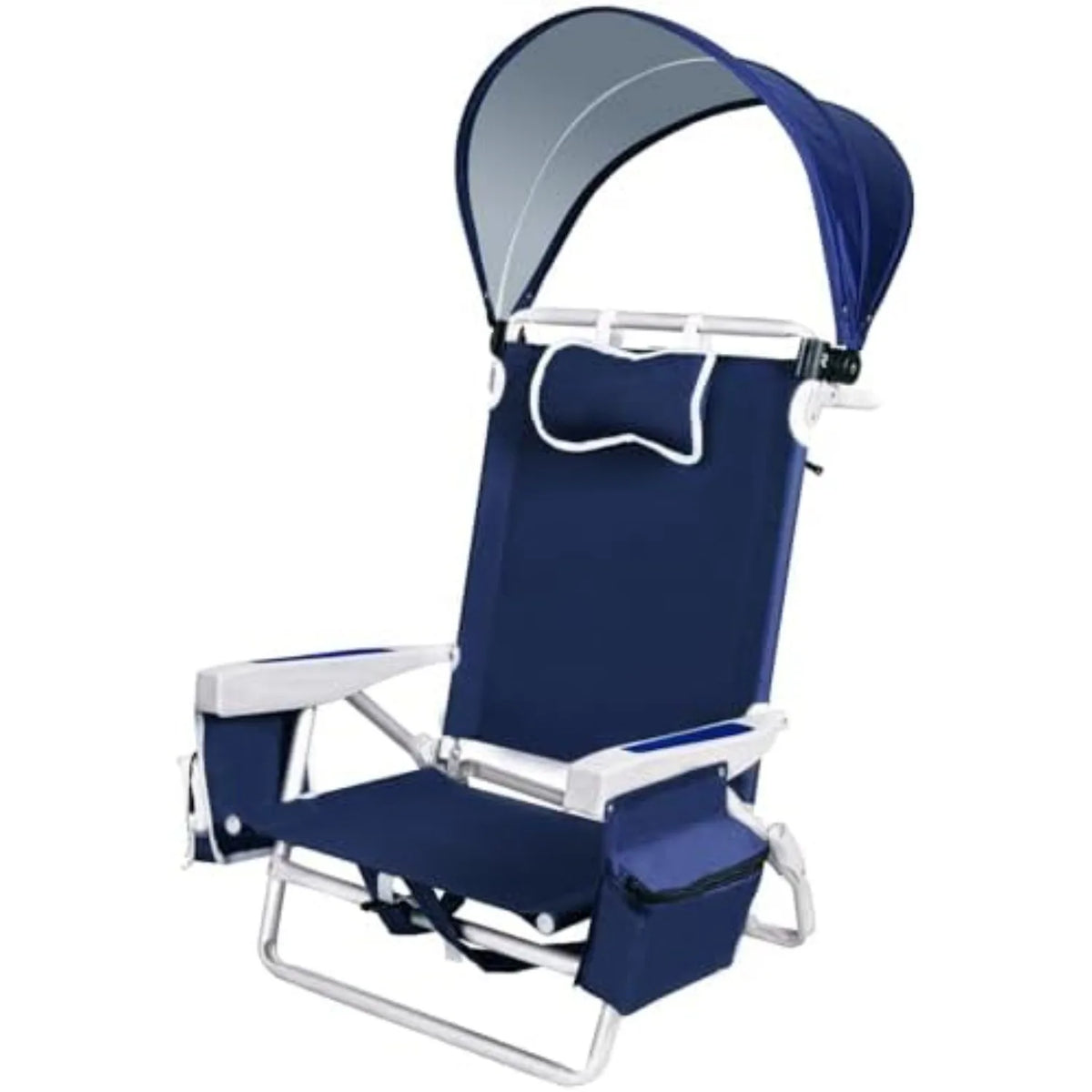 Beach Chair with Umbrella and Canopy Shade, Aluminum Backpack Beach Chairs for Adults, Adjustable Sun Shade, 5 Position