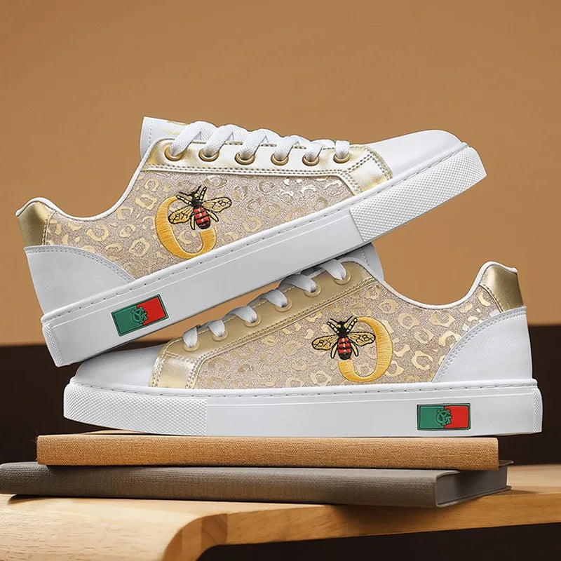 Golden silver Coiffeur man casual shoes flats embroidery on running shoes mens designer shoes sneakers luxury walking tennis