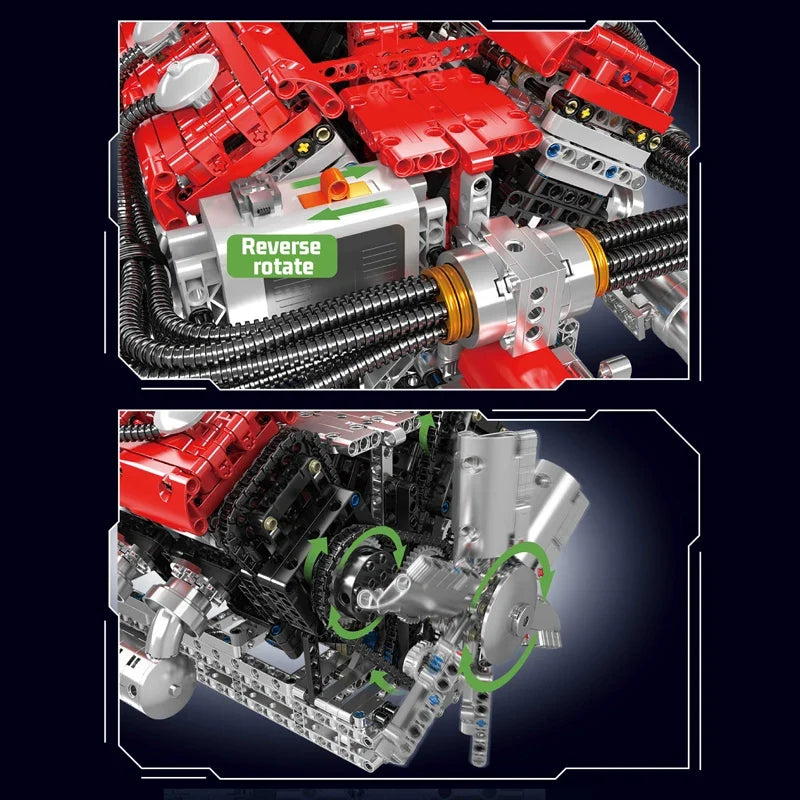 Mould King 10169 The Speed Car V12 Engine Building Block Technical Car Engine Toys Assembly Engine Brick Set Kids Christmas Gift