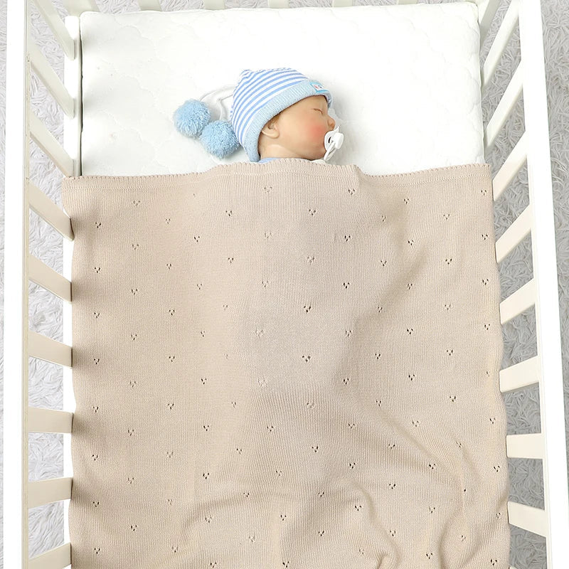 Baby Blanket Cotton Knit Newborn Stroller Swaddling Wrap Fashion Solid Crib Plaid Sleepsack Infant Boys Girls 90*70CM Super Soft