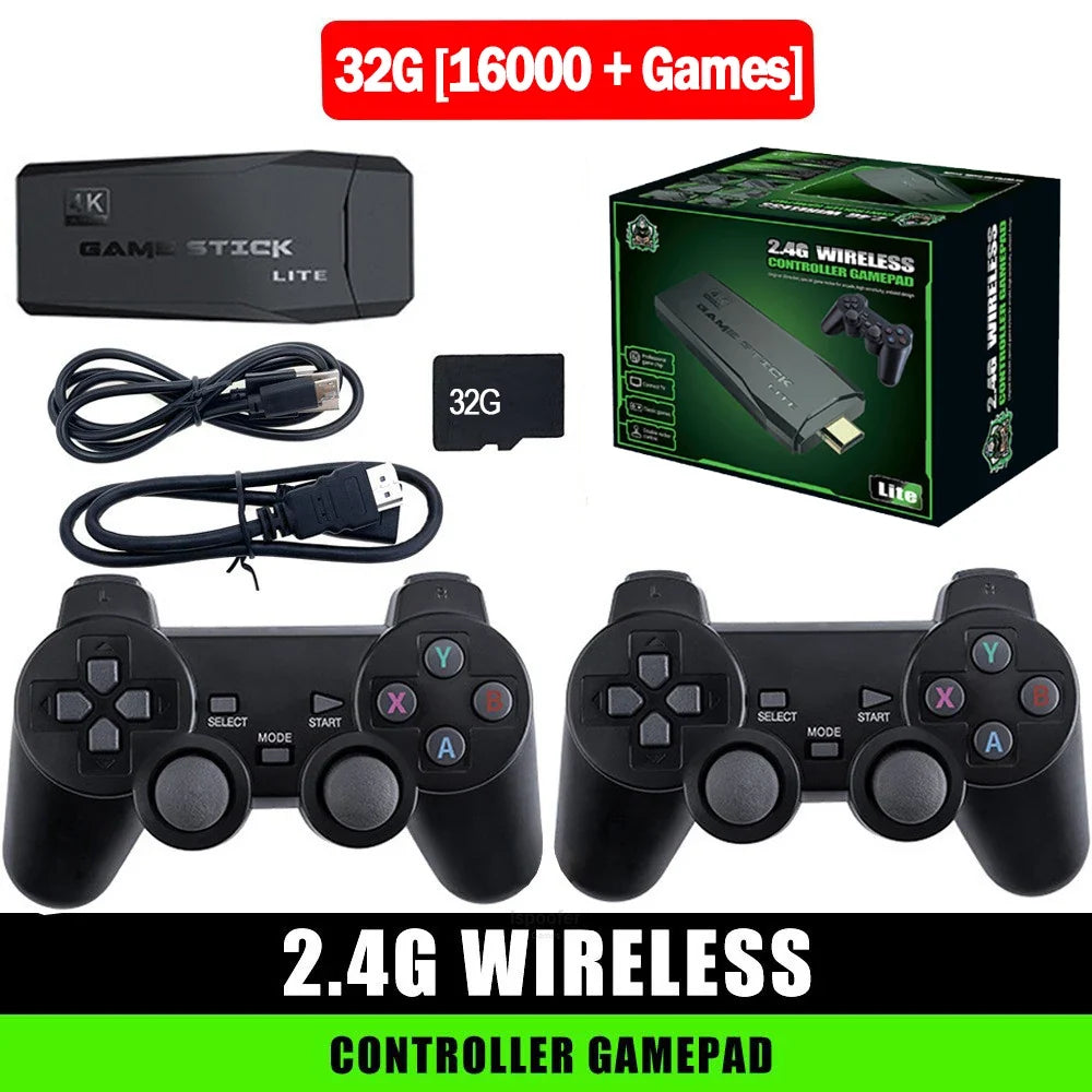 Retro Game Console with 20000 Games – Plug-and-Play TV Game Stick with 2 Wireless Controllers