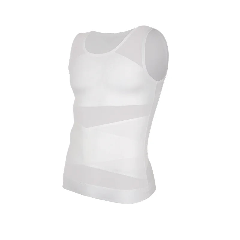 2 PCS Men Cross Mesh Compression Tank Top Gynomastica Shapewear Sleeveless Undershirt Tummy Control Slimming Body Shaper Breathable Waist Trainer Back Support Fitness Vest