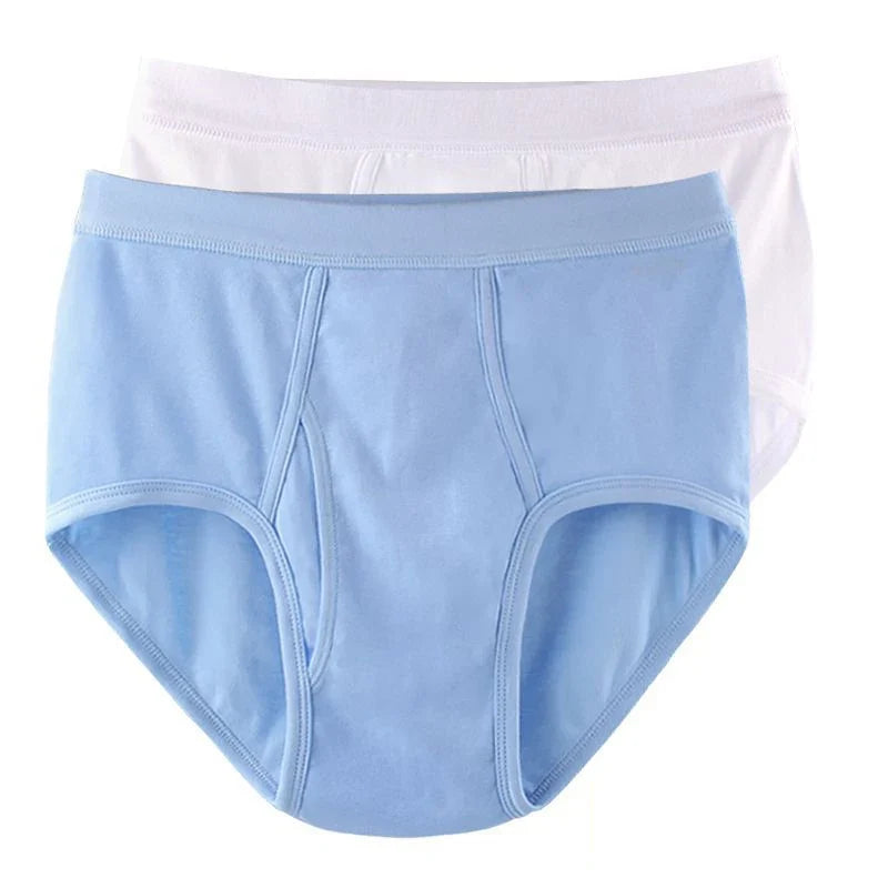 2Pcs/lot Men's Underwear 100%Cotton Briefs Sexy U Pouch Solid Color High Waist Panties Breathable Comfortable Male Underpants