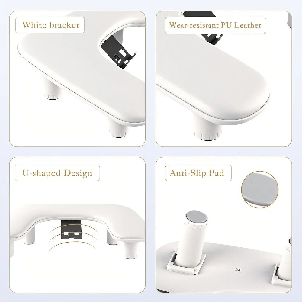 Nail art hand pillow, adjustable height, with 360 ° rotating phone holder and arm support pad, suitable for nail salon tools.