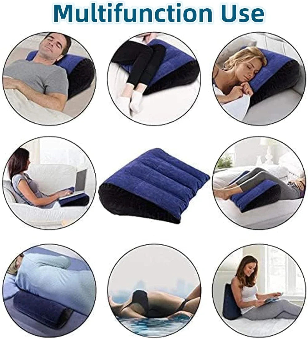 Inflatable Wedge Support Pillow Foldable Body for Leg Back Support Portable Ergonomic Wedge for Reading Yoga Car Travel