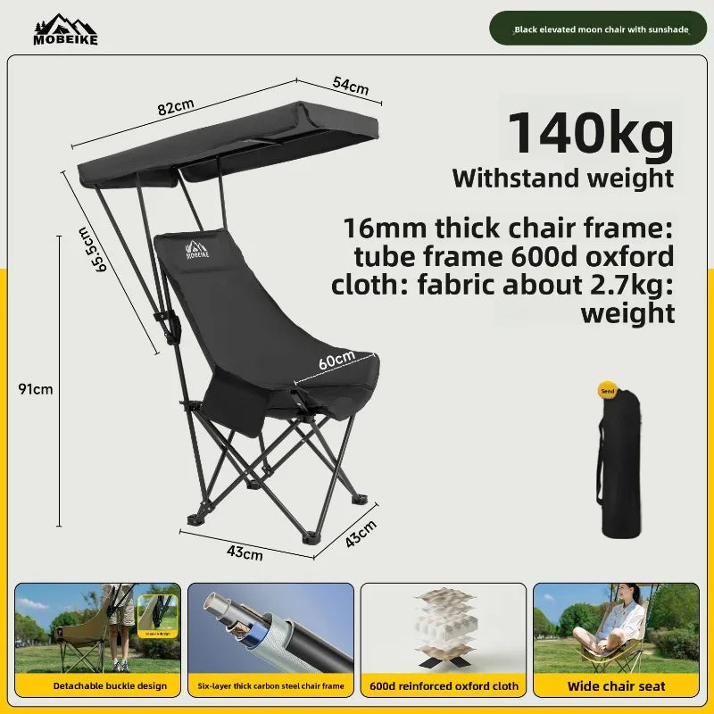 Foldable Moon Chair with Umbrella High Back Shade Portable Beach Camping Outdoor Chair