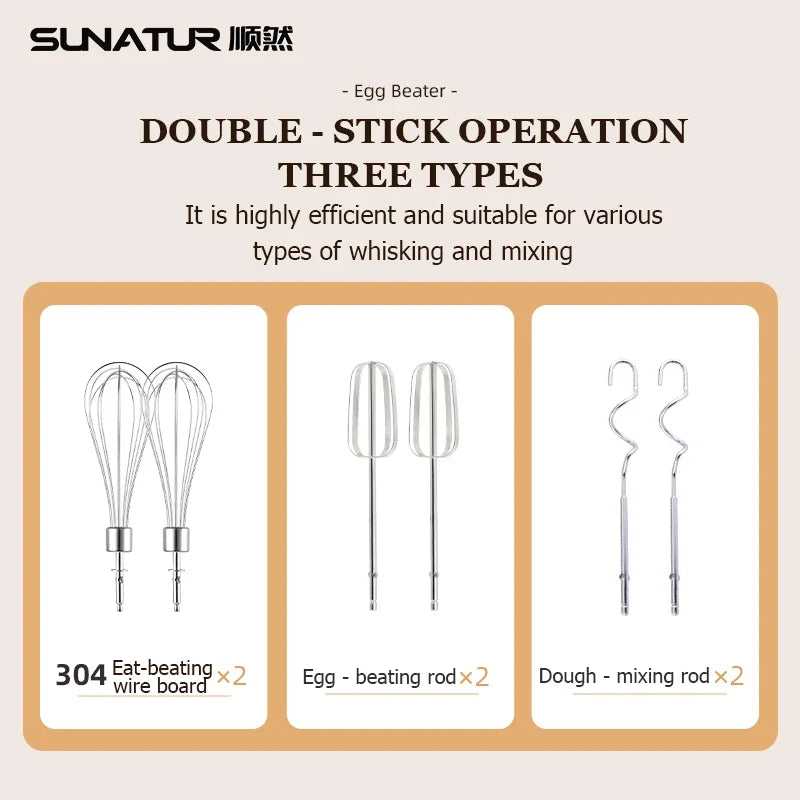 SUNATUR Hand Mixer 110-240V Blender 300W Electric Food Processor 3 in 1 Mixer Kitchen Appliances Machine Mixer for Baking