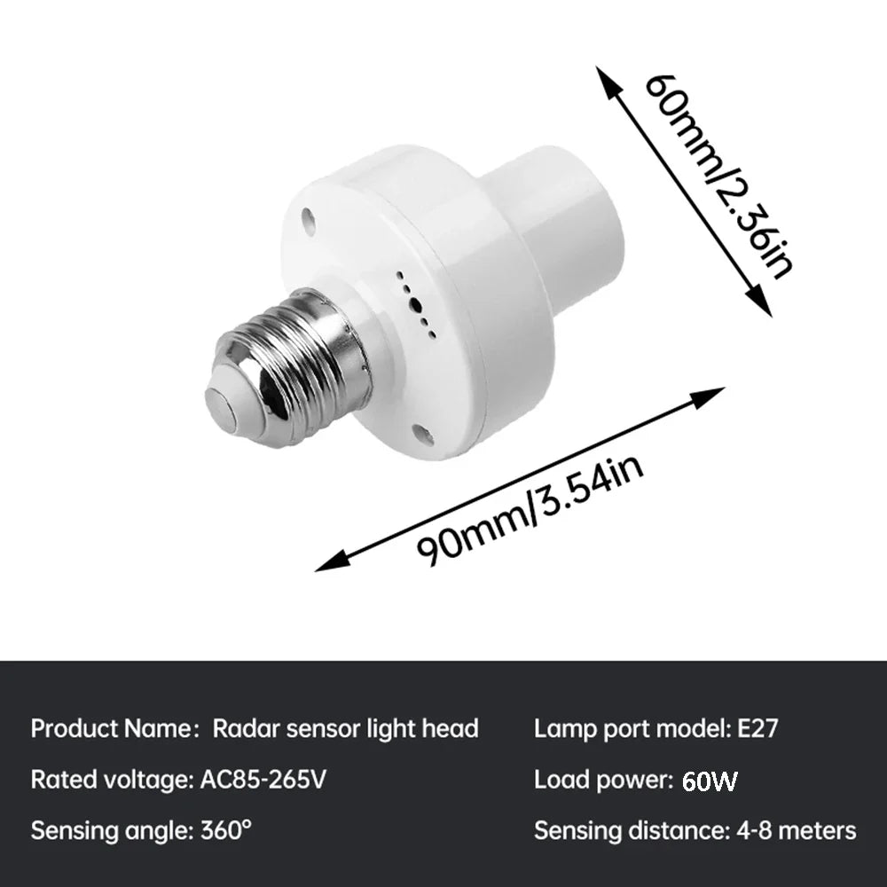 360 Degrees PIR Human Induction Motion Sensor LED Night Lamp Socket Base E27 AC 85-265V Delay Time Adjustable Switch