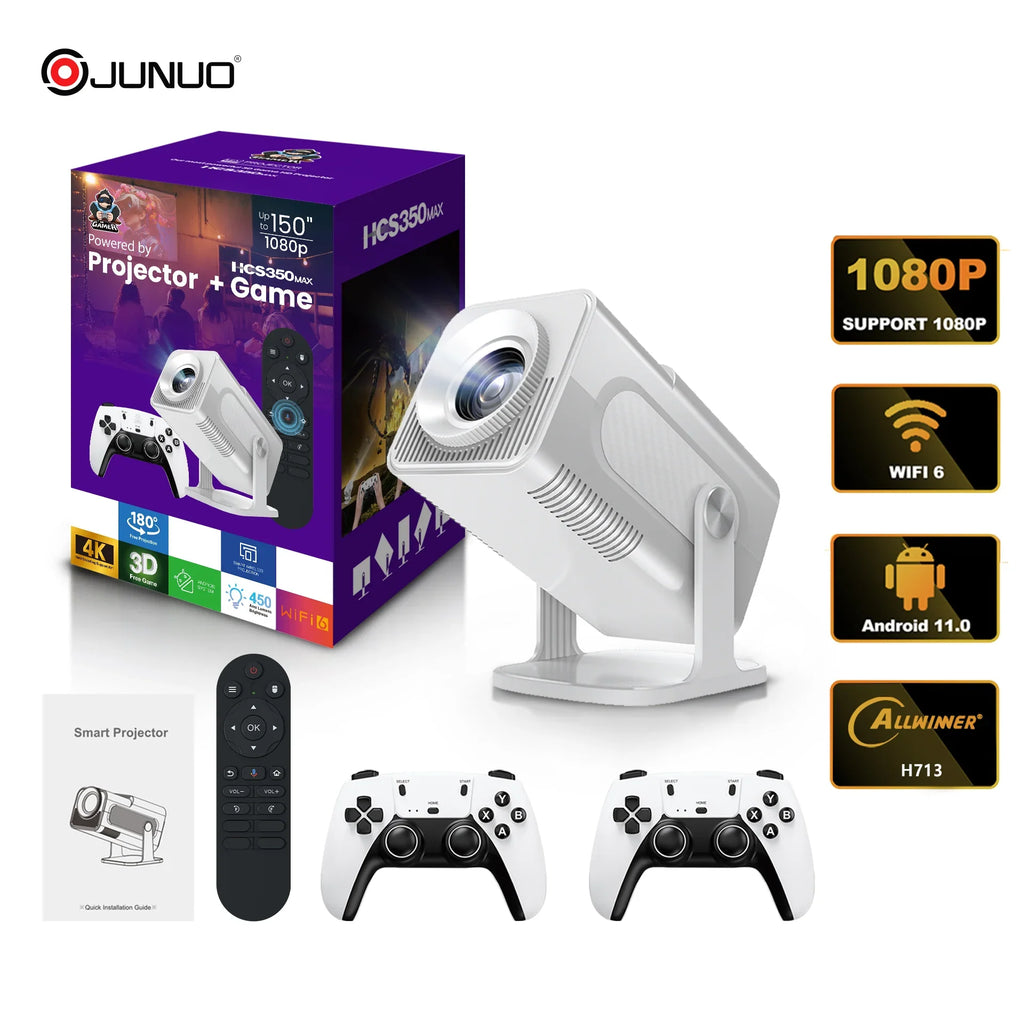 UBISHENG GAME Projector 4K Android Wifi6 Allwinner H713 BT5.0 1080P Cinema Outdoor Portable Projetors