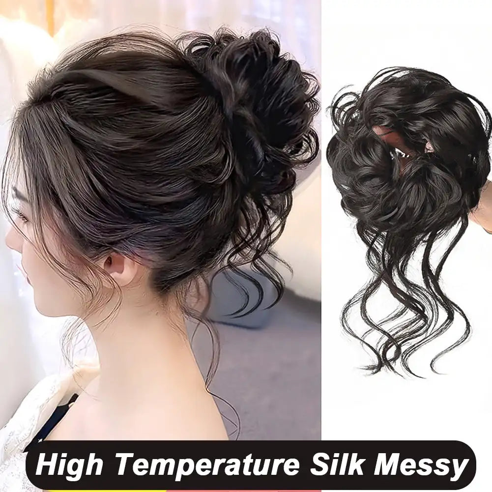 High Temperature Messy Chicken Tail Long Beard Curly Hair Fluffy Bride Curly Hair Flower Bud Female Wig Styling Accessories