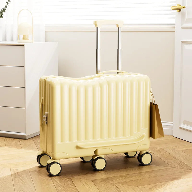 New Child Riding Suitcase Luggage with Password Lock 6 Wheel Spinner Easy Travel Companion TSA Approved Suitcases Set Travel Bag