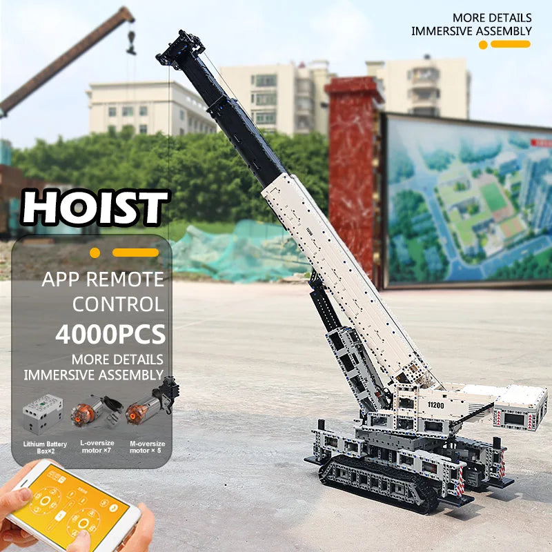 Mould King 17002 Technical Car Toys The MOC-10123 RC Motorized Crane Liebherred LTR 11200 Truck Model Building Blocks Kids Gifts