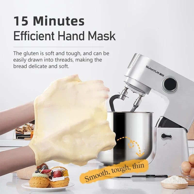 SUNATUR Multifunctional Stand Mixer Electric Blender with Planetary Beater, Dough Mixer Efficient Kitchen Tool for Home Baking