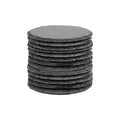 10Pcs Natural Slate Drink Coasters Round Black Stone Insulation Cup Coaster for Coffee Table, Home Kitchen, Bar
