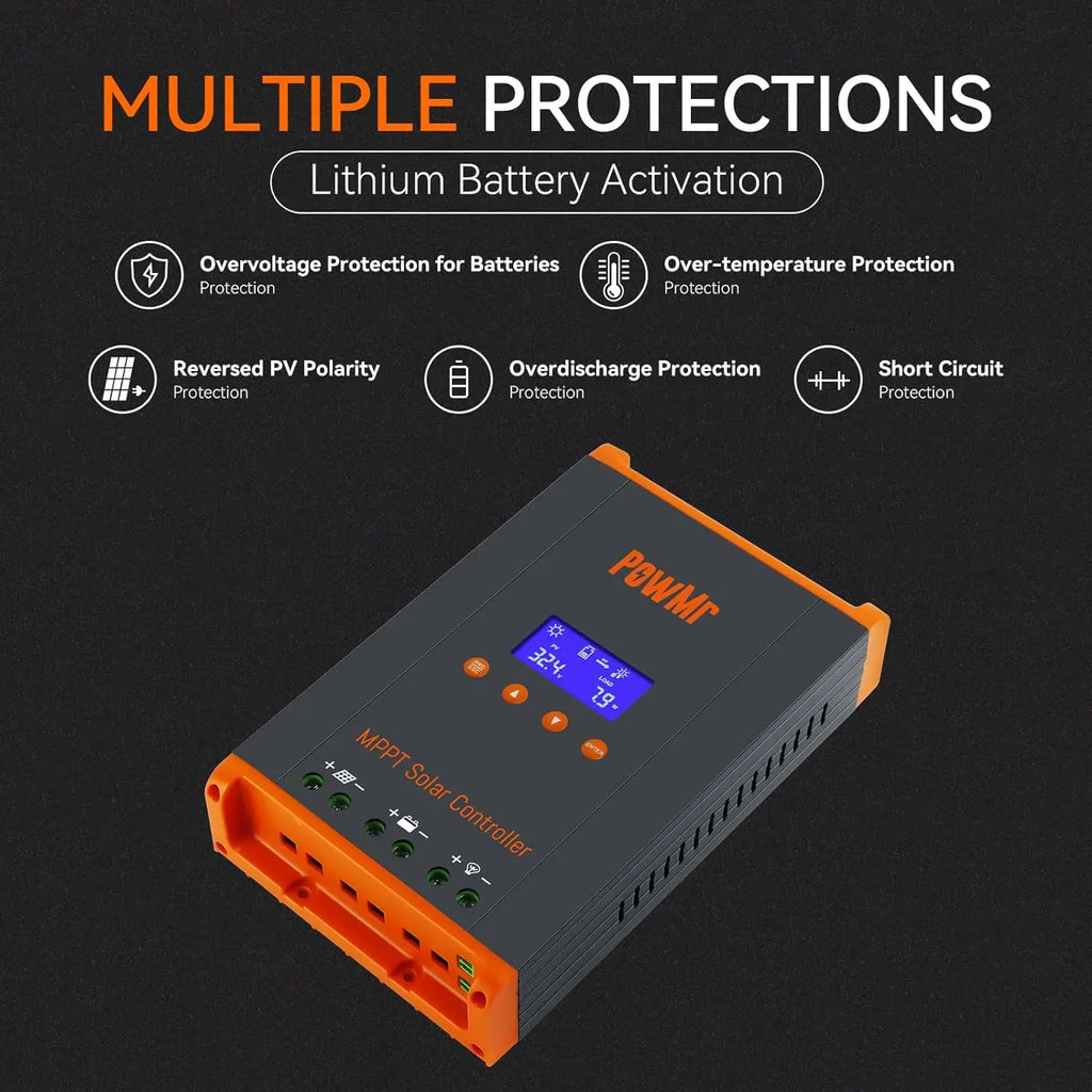 Local Stock MPPT 60A Solar Charge Controller 12V/24V/36V/48V Max Solar Panel PV 160V Parallel Max 12 Units Fit LifePO4 RV Home