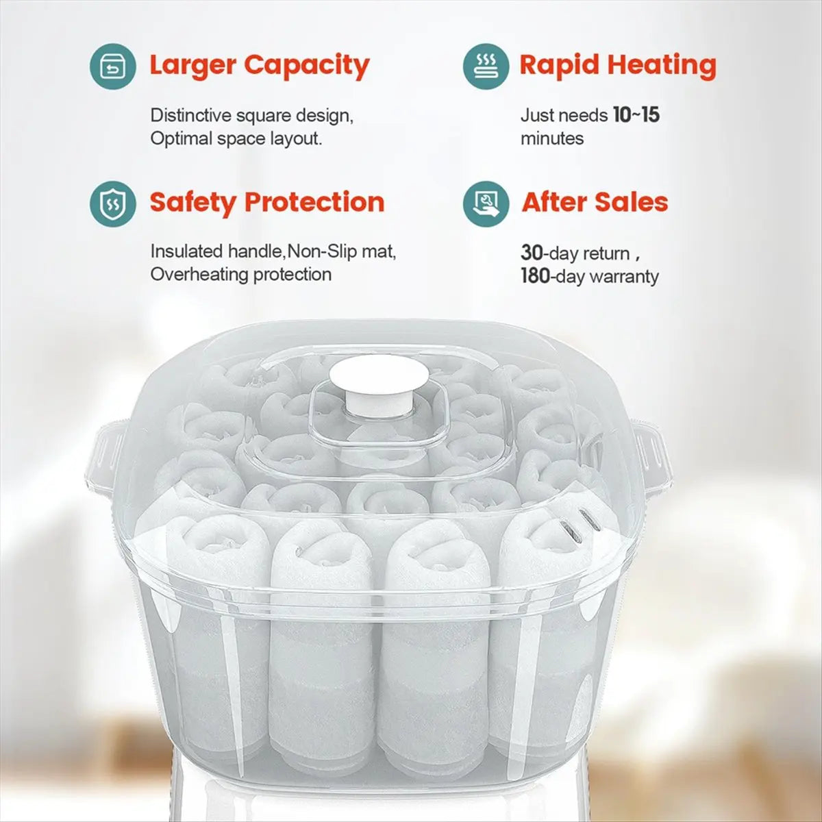 AA97 Hot Towel Warmer,Rapid Heating Towel Steamer for Facials Can Hold 12 Mini Wet Towels, Portable Mini Towel Warmer EU Plug