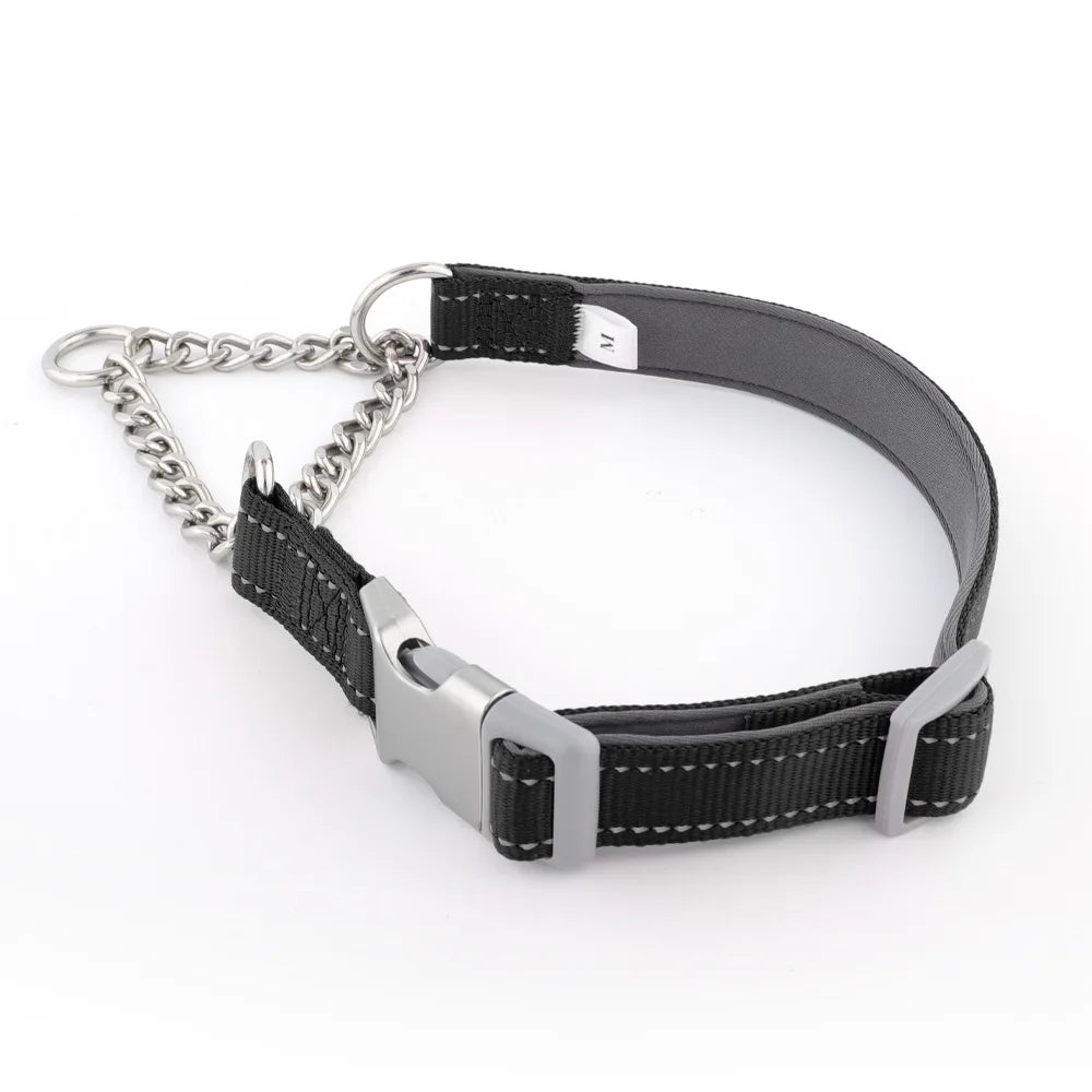 Dogs Collar Dog Choker Adjustable Dog Chain Reflective Nylon Fabric Pet Collars for Small Medium Large Dogs