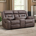 Faux Leather Manual Loveseat Recliner, 2 Seat Reclining Sofa Chair with Center Console, Hidden Storage and Cup Holders,, Custom