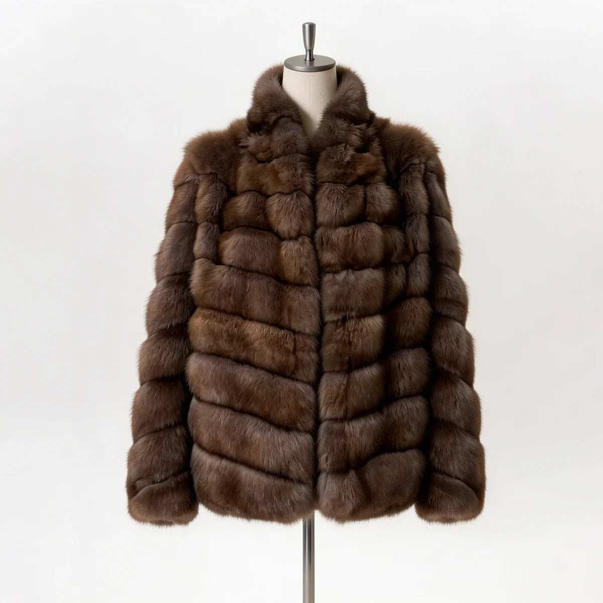 Women Winter Faux Fur Coat 2026 Warm Taupe Fluffy Plush Jacket Striped Patchwork Elegant Outerwear